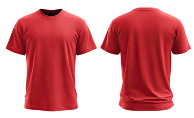 Red crew neck t-shirt, front and back views