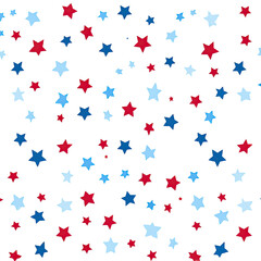 Scattered stars, red, blue, white on black.  Abstract patriotic design