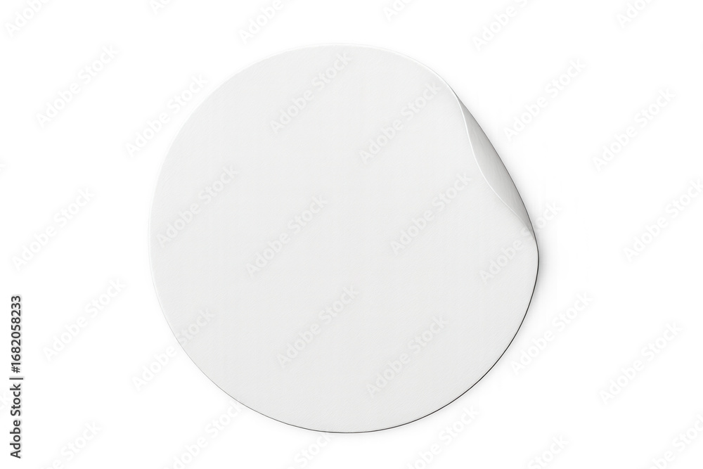 Poster round white sticker with curled corner, creating a blank customizable space on a transparent backgro