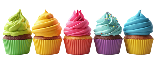 Colorful cupcakes with vibrant frosting