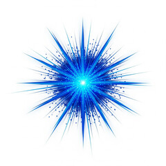 Obraz premium Abstract Blue Light Starburst Explosion with Radiant Particles on Isolated transparent background