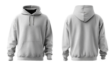 Blank light gray hoodie, front and back views