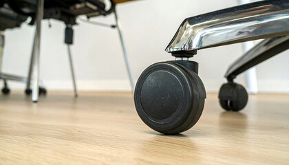 Office chair wheels on light wood floor
