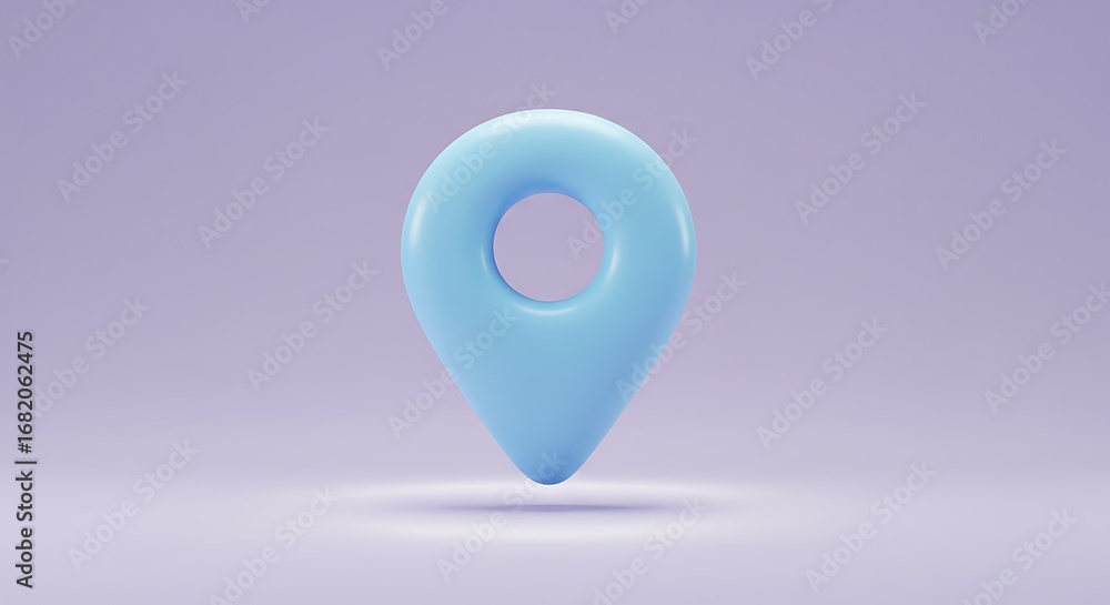 Poster abstract 3d soft blue location pin icon with subtle gradient on minimalist backdrop