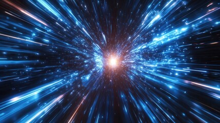 Obraz premium Abstract digital tunnel with vibrant light streaks. (1)