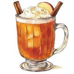 watercolor of Mug Of Apple Cider, vector, isolated on a white background.