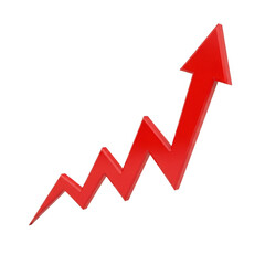 Red arrow chart showing upward trend and business growth success transparent background