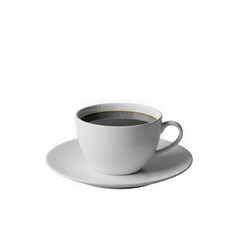 Obraz premium 3d white coffee cup and saucer with dark liquid isolated on transparent background