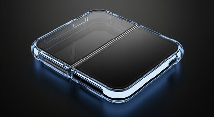 Clear Phone Case, Foldable Smartphone Cover, Transparent Protective Shell, Dual Screen Device, 3D Render, Technology Accessory