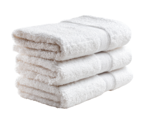 Three folded white towels stacked