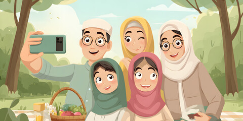 Joyful Family Picnic in a Sunlit Park