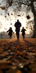 Joyful Family Fun in a Colorful Autumn Park