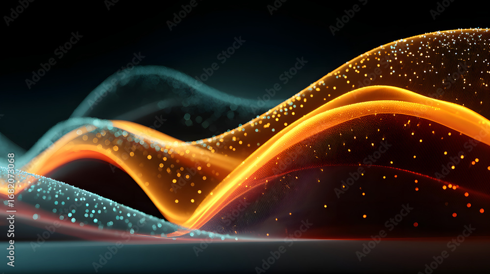 Poster dynamic abstract background with glowing waves and gadient effects