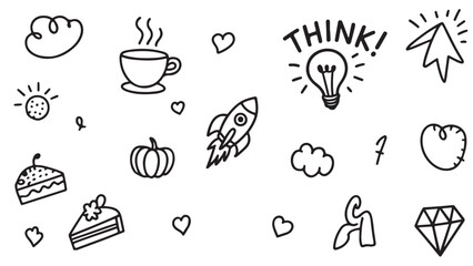 Hand-Drawn Doodle Icons: Ideas, Creativity, and Everyday Objects