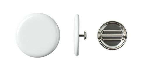 Blank white circular badge with metal pin