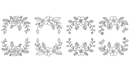 Floral Design Elements: Hand-Drawn Flower Arrangements for Design Projects