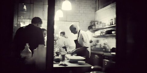 Vibrant Kitchen Action with Gourmet Meal Preparation