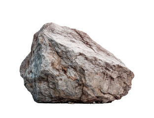 A large, light gray, uneven rock, with visible texture and cracks, isolated against a black background