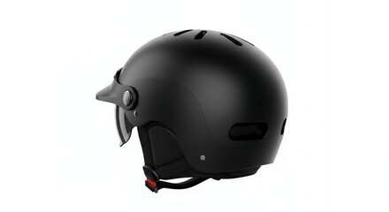 Fototapeta premium Open-face motorcycle helmet, black, side view, safety gear, head protection, visor, riding equipment