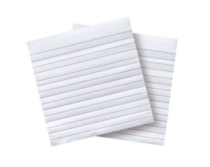 Two lined pieces of paper, overlapping slightly, with a slightly distressed or aged appearance