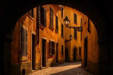 Discover the charm of sun-drenched Tuscan streets, with warm golden light and rustic architecture perfect for travel inspiration and cultural charm