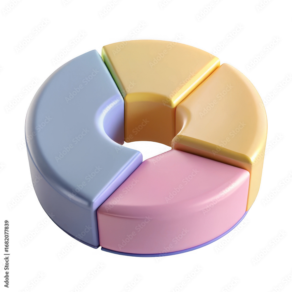 Poster 3d colorful segmented circle abstract shape isolated on transparent background
