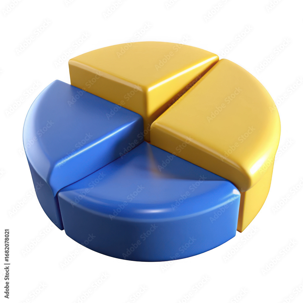 Poster 3d pie chart segments isolated on transparent background