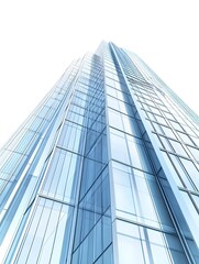 Modern Urban Skyscraper Architecture: Glass Facade Symmetry and Cityscape Reflection in High-Rise Design