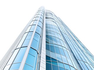 Modern Futuristic Glass Skyscraper Architecture: Tall Urban High-rise in Cityscape Skyline
