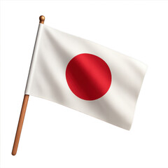 Red and white flag with a white circle in the middle. 3d isolated illustration on transparent background