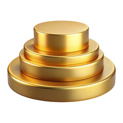 3d stacked gold cylinders isolated on transparent background