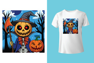 PUMPKIN ZOMBIE HALLOWEEN KILLER ARTWORK VECTOR