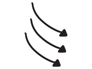 風のように流れのある矢印の手書きイラスト(ベクター)