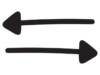 右と左の双方向の矢印の手書きイラスト(ベクター)