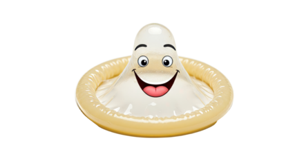 Happy Funny Cartoon Condom Isolated on White Background
