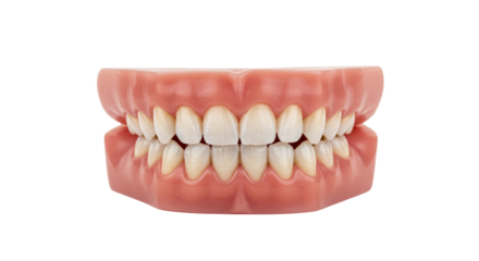 Gap tooth. Dental Model with Full Set of Teeth on White Background
