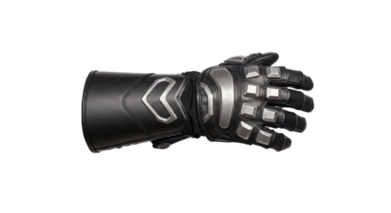 Black Leather Gauntlet Silver Accents on White Background