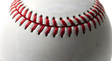 Baseball Detail: A high-definition shot of a baseball, revealing intricate red stitching against the textured white surface.