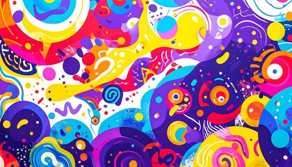 A vibrant display of abstract shapes and colors, creating a playful and energetic visual effect.
