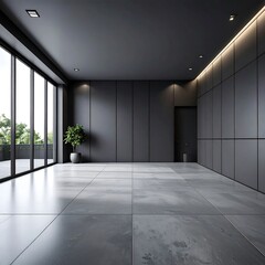 Obraz premium Empty modern room with large windows