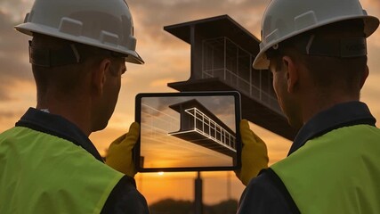 Augmented Reality Tablet Inspecting Steel Beam - Powered by Adobe