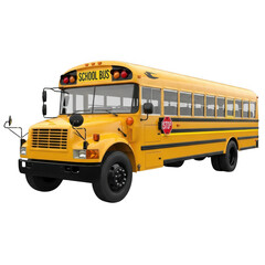 Yellow school bus isolated on transparent background