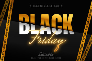 Editable Black Friday Gold and White Split Text Style Effect on Dark Background