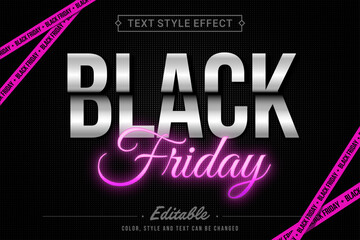 Editable Black Friday Text Effect with Neon Pink and Silver Style