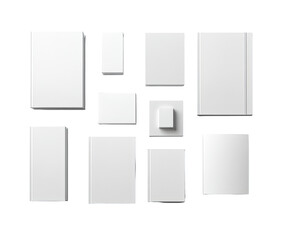 Geometric pattern of various sized, blank, white rectangles