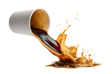 Coffee pouring from a disposable cup, creating a splash
