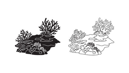 Coral reef outline with transparent background