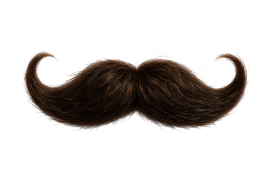 Man's mustache is shown in full length, with a lot of hair. 3d isolated illustration on transparent background