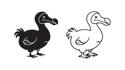 Dodo bird outline and silhouette for design © Galih