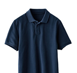 Navy blue polo shirt, short sleeves, button-down collar
